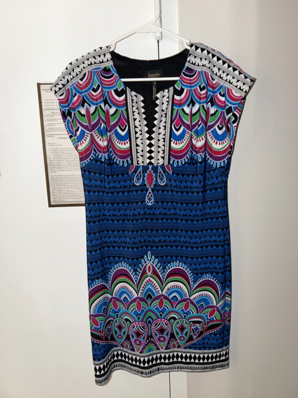 Laundry By Shelli Segal Blue Multicolor Printed Shift Dress
